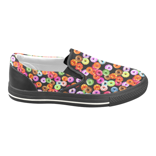 Colorful Yummy DONUTS pattern Men's Unusual Slip-on Canvas Shoes (Model 019)