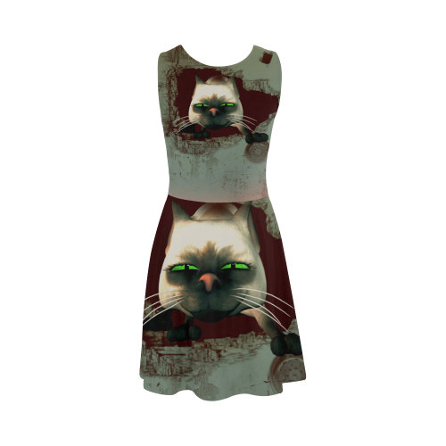 Funny, cute cartoon cat Atalanta Sundress (Model D04)