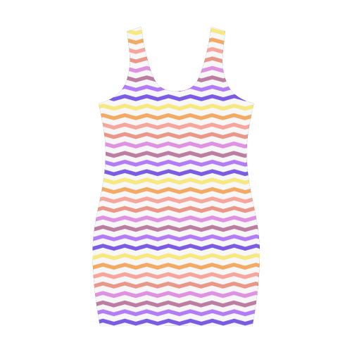 Colorfull Zig Zag Pattern Chevron White Medea Vest Dress (Model D06)