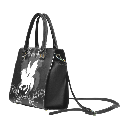 Wonderful white unicorn Rivet Shoulder Handbag (Model 1645)