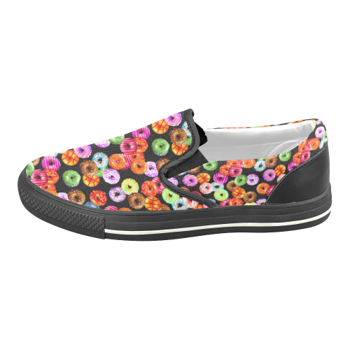 Colorful Yummy DONUTS pattern Men's Unusual Slip-on Canvas Shoes (Model 019)