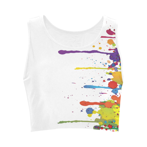 Crazy multicolored running SPLASHES Women's Crop Top (Model T42)