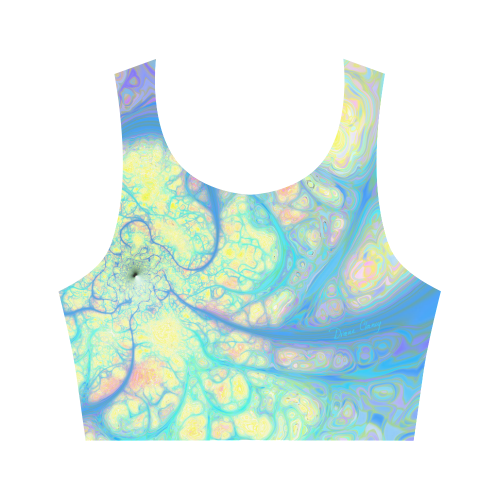 Blue Angel, Abstract Cosmic Azure Lemon Women's Crop Top (Model T42)