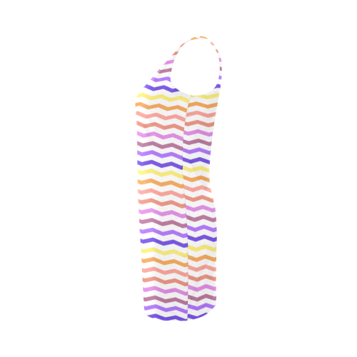 Colorfull Zig Zag Pattern Chevron White Medea Vest Dress (Model D06)