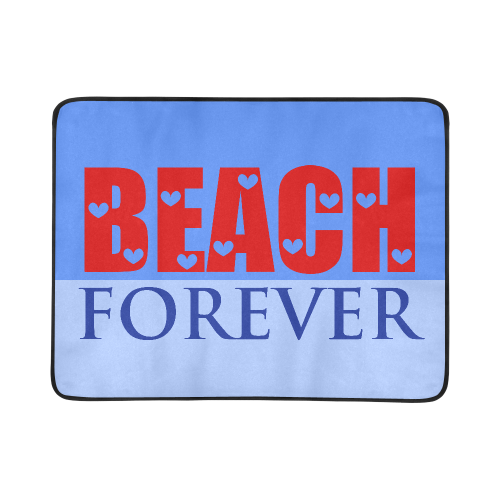 Two Colors BLUE + Message: BEACH FOREVER Beach Mat 78"x 60"