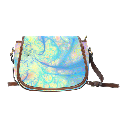 Blue Angel, Abstract Cosmic Azure Lemon Saddle Bag/Large (Model 1649)