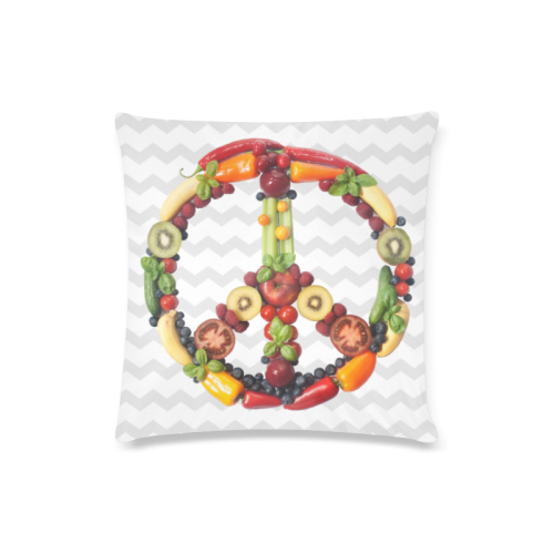 Peace Color Fruits Vegetables Vegan Save the Earth Chevron Custom Zippered Pillow Case 16"x16"(Twin Sides)