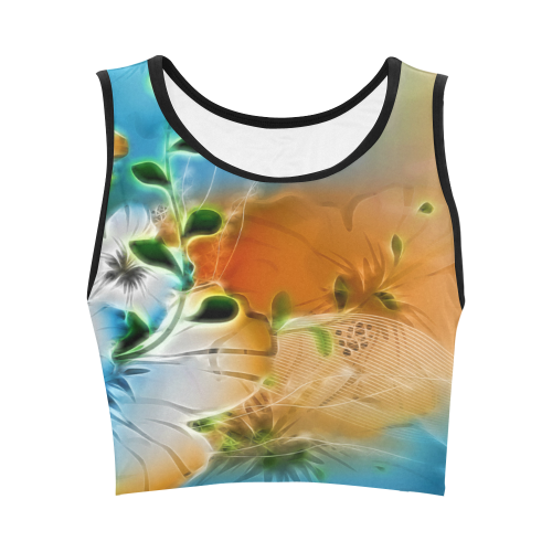 Wonderful glowing flowers Women's Crop Top (Model T42)