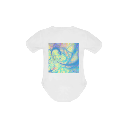 Blue Angel, Abstract Cosmic Azure Lemon Baby Powder Organic Short Sleeve One Piece (Model T28)