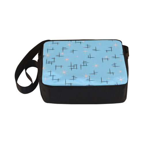 Abstract Lines and Pink Stars Baby Blue Retro Classic Cross-body Nylon Bags (Model 1632)
