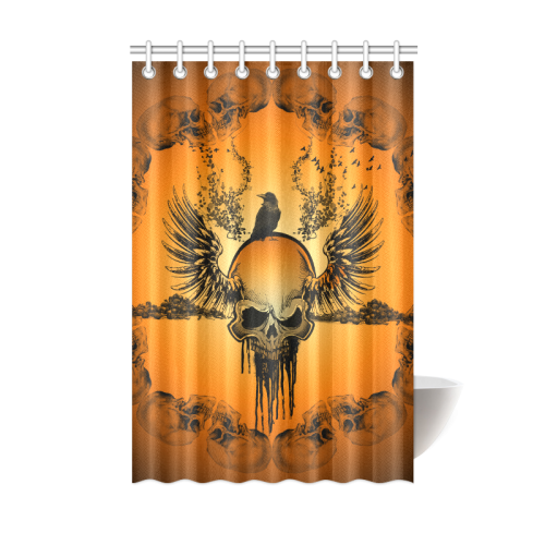 Amazing skull with crow Shower Curtain 48"x72"