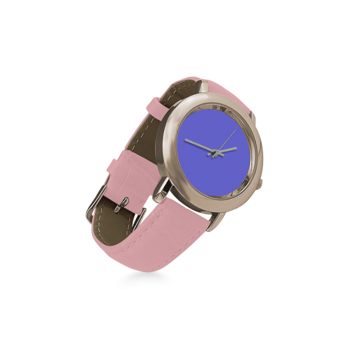 Periwinkle Perkiness Women's Rose Gold Leather Strap Watch(Model 201)