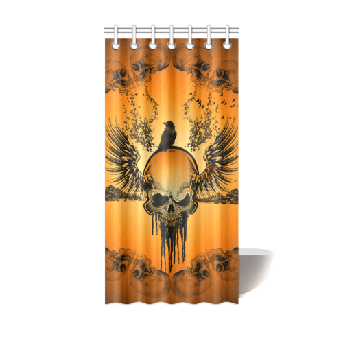 Amazing skull with crow Shower Curtain 36"x72"