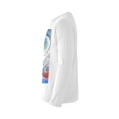Blue & White Quilt, Abstract Delight Sunny Men's T-shirt (long-sleeve) (Model T08)