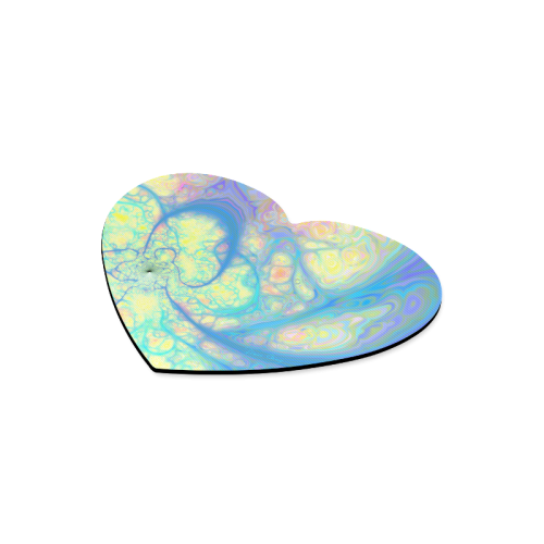 Blue Angel, Abstract Cosmic Azure Lemon Heart-shaped Mousepad