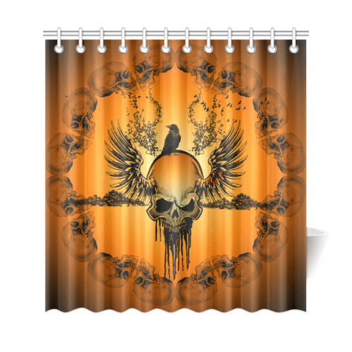 Amazing skull with crow Shower Curtain 69"x72"