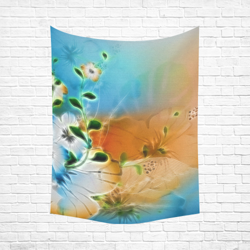 Wonderful glowing flowers Cotton Linen Wall Tapestry 60"x 80"