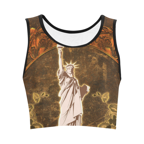 Statue of liberty with flowers Women's Crop Top (Model T42)