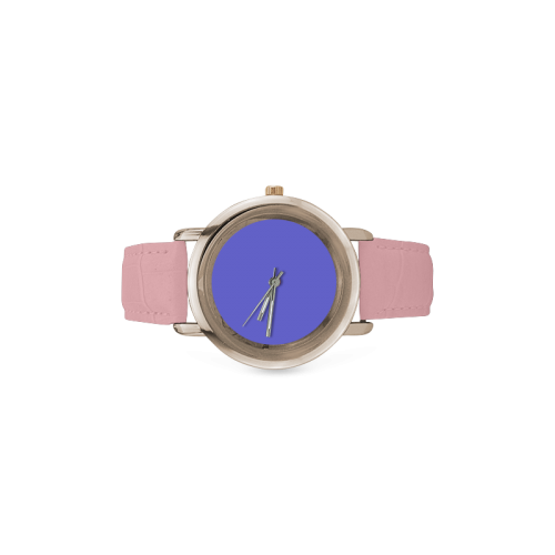 Periwinkle Perkiness Women's Rose Gold Leather Strap Watch(Model 201)