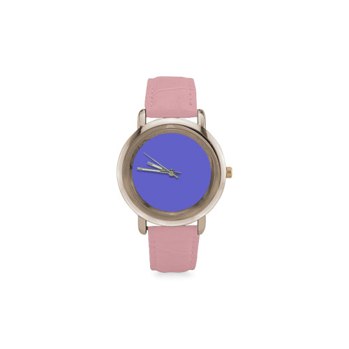 Periwinkle Perkiness Women's Rose Gold Leather Strap Watch(Model 201)