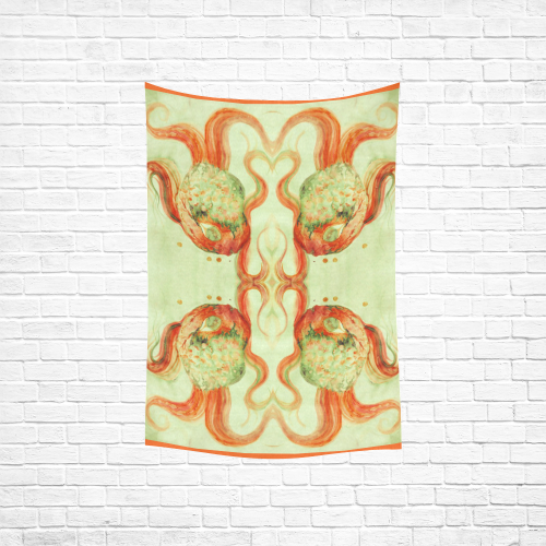 4 poissons jaune Cotton Linen Wall Tapestry 40"x 60"