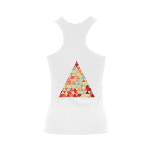 Modern Hipster TRINAGLES pattern red blue beige Women's Shoulder-Free Tank Top (Model T35)