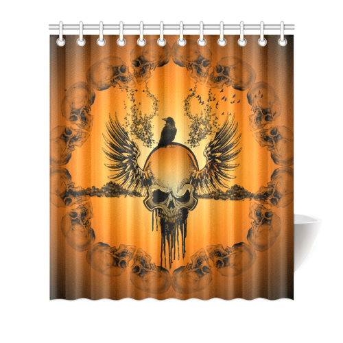 Amazing skull with crow Shower Curtain 66"x72"