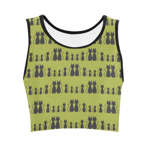 Cat Pattern Women's Crop Top (Model T42)