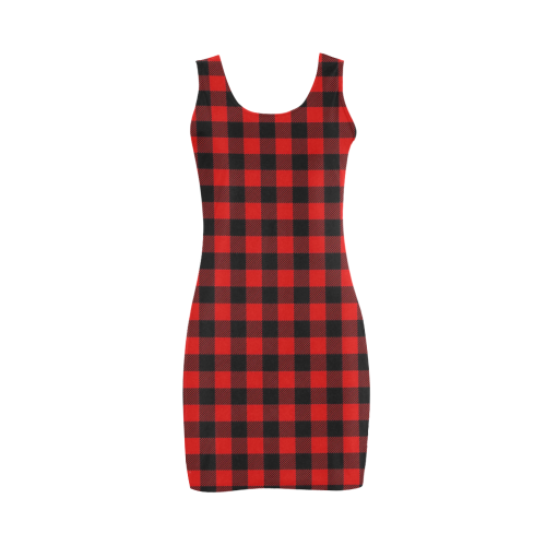 LUMBERJACK Squares Fabric - red black Medea Vest Dress (Model D06)