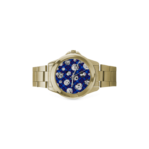 Blue diagonal,sheepie heads. Custom Gilt Watch(Model 101)