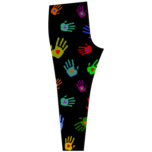 Multicolored HANDS with HEARTS love pattern Cassandra Women's Leggings (Model L01)