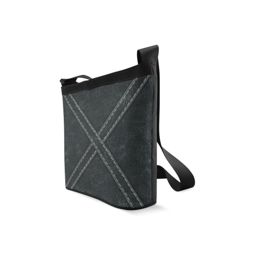 Black Crackling with 'X' Stitching Crossbody Bags (Model 1613)