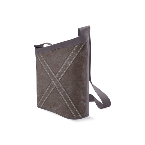 Brown Crackling Pattern 'X' Stitching Crossbody Bags (Model 1613)