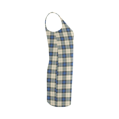 Classic Tartan Squares Fabric - blue beige Medea Vest Dress (Model D06)
