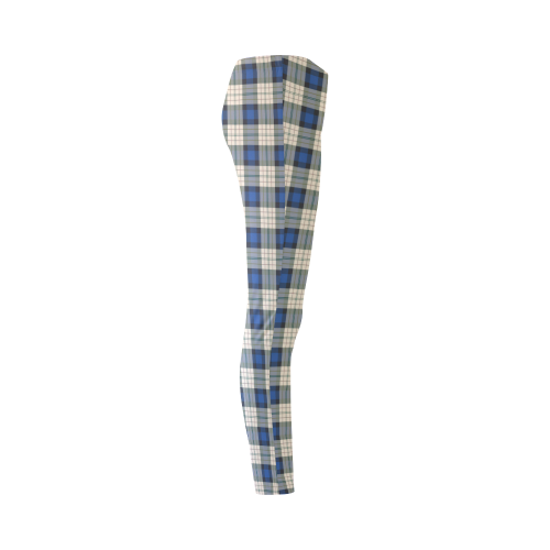 Classic Tartan Squares Fabric - blue beige Cassandra Women's Leggings (Model L01)