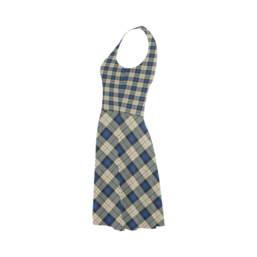 Classic Tartan Squares Fabric - blue beige Atalanta Sundress (Model D04)