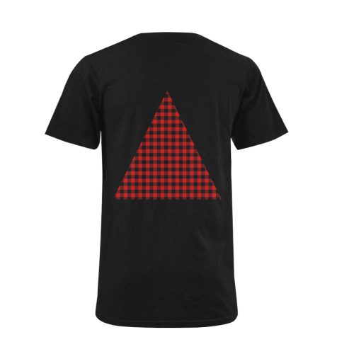 LUMBERJACK Squares Fabric - red black Men's V-Neck T-shirt (USA Size) (Model T10)