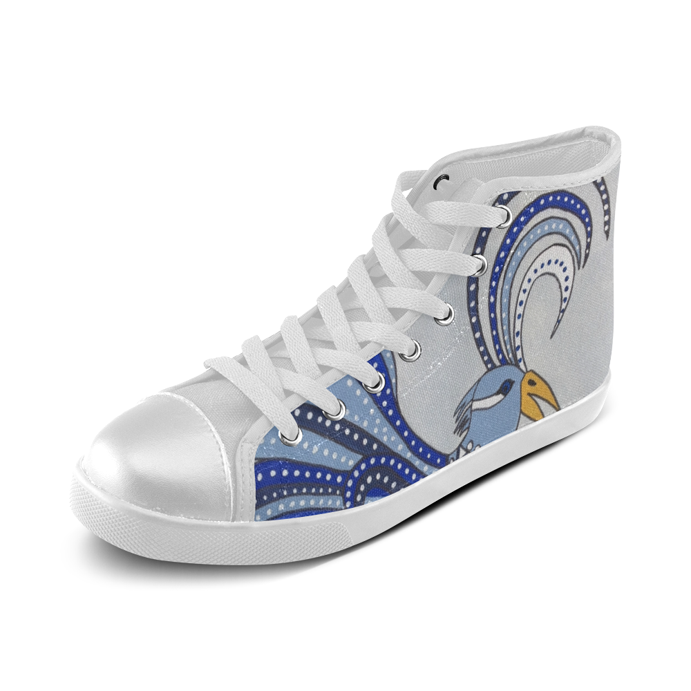 Blue Mythical Women's High Top Canvas Shoes (Model 002) ID D373609