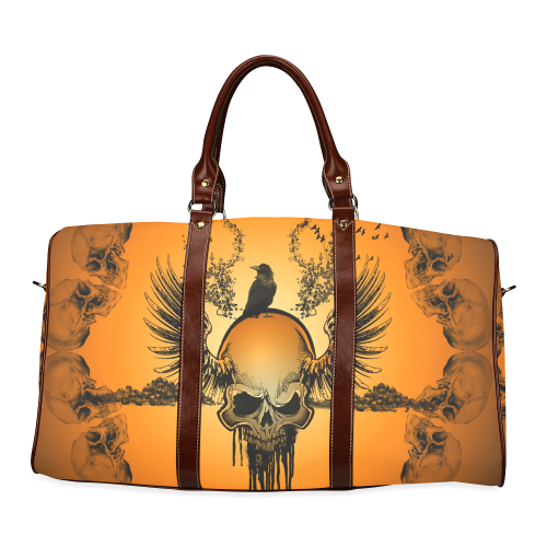 Amazing skull with crow Waterproof Travel Bag/Small (Model 1639)