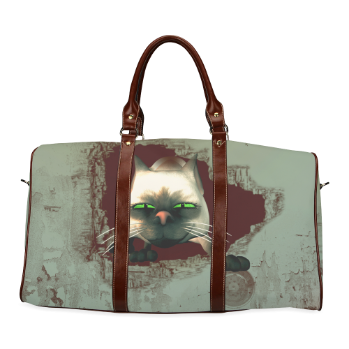 Funny, cute cartoon cat Waterproof Travel Bag/Large (Model 1639)