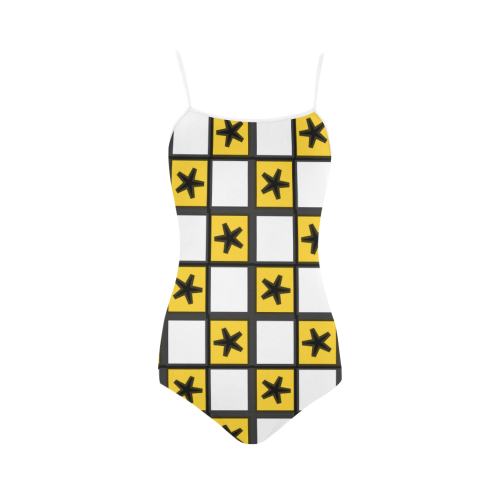 Stars in black and yellow Strap Swimsuit ( Model S05)