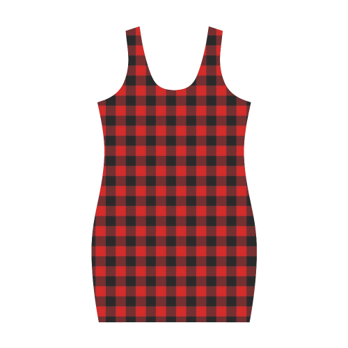 LUMBERJACK Squares Fabric - red black Medea Vest Dress (Model D06)