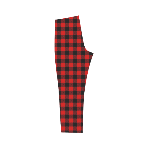 LUMBERJACK Squares Fabric - red black Capri Legging (Model L02)