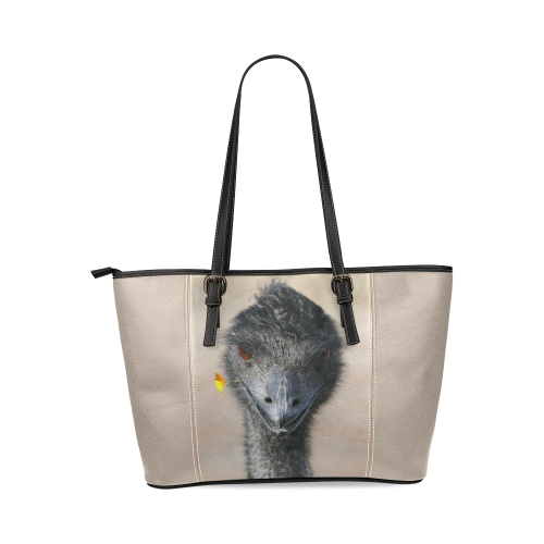 Happy Emu Leather Tote Bag/Small (Model 1640)