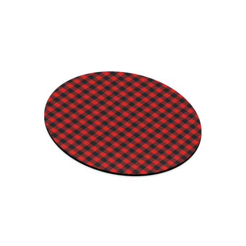 LUMBERJACK Squares Fabric - red black Round Mousepad