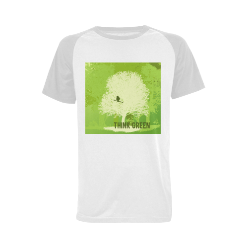 Think Green Rabbit Vegan Animal Liberation Men's Raglan T-shirt (USA Size) (Model T11)