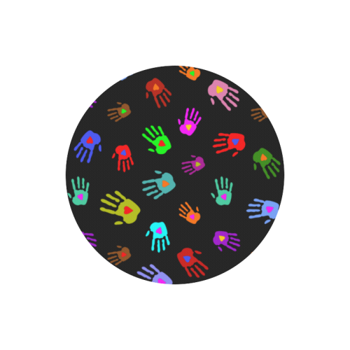 Multicolored HANDS with HEARTS love pattern Round Mousepad