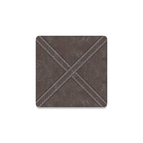 Brown  Crackling Pattern 'X' Stitching Square Coaster