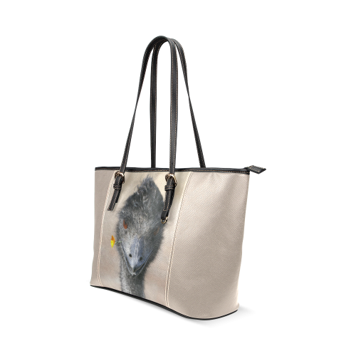 Happy Emu Leather Tote Bag/Small (Model 1640)