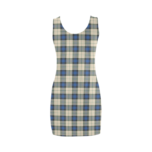 Classic Tartan Squares Fabric - blue beige Medea Vest Dress (Model D06)